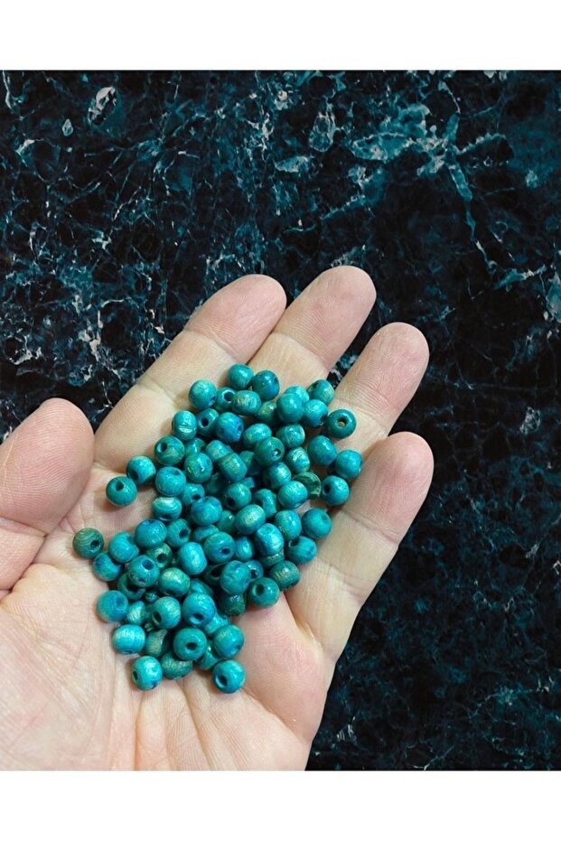 Wooden Beads 6 Mm 80 Gr - Turquoise