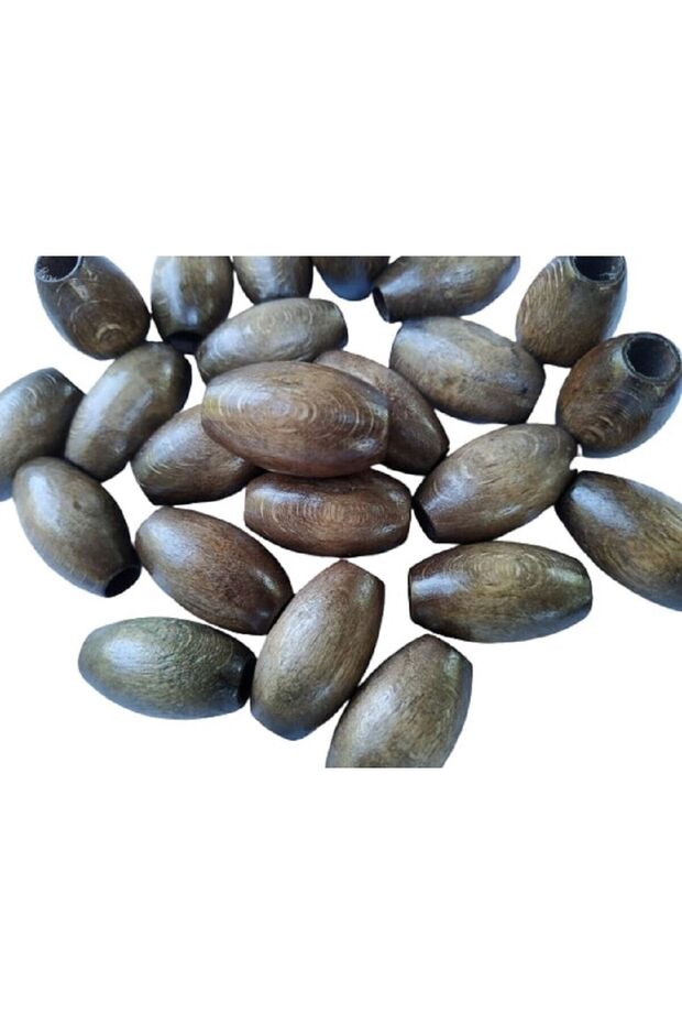 30 Mm Coffee Milk Oval Wooden Beads - 25 Pieces.