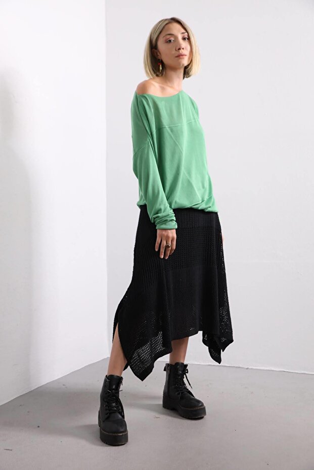 Siyah Örme Etek - 5