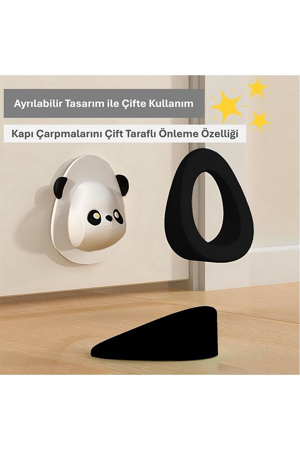 , Kapı Tutma Duvar Koruyucu, Sevimli Panda, Kapı Altı ve Duvar İçin Koruyucu, Stopper - 2
