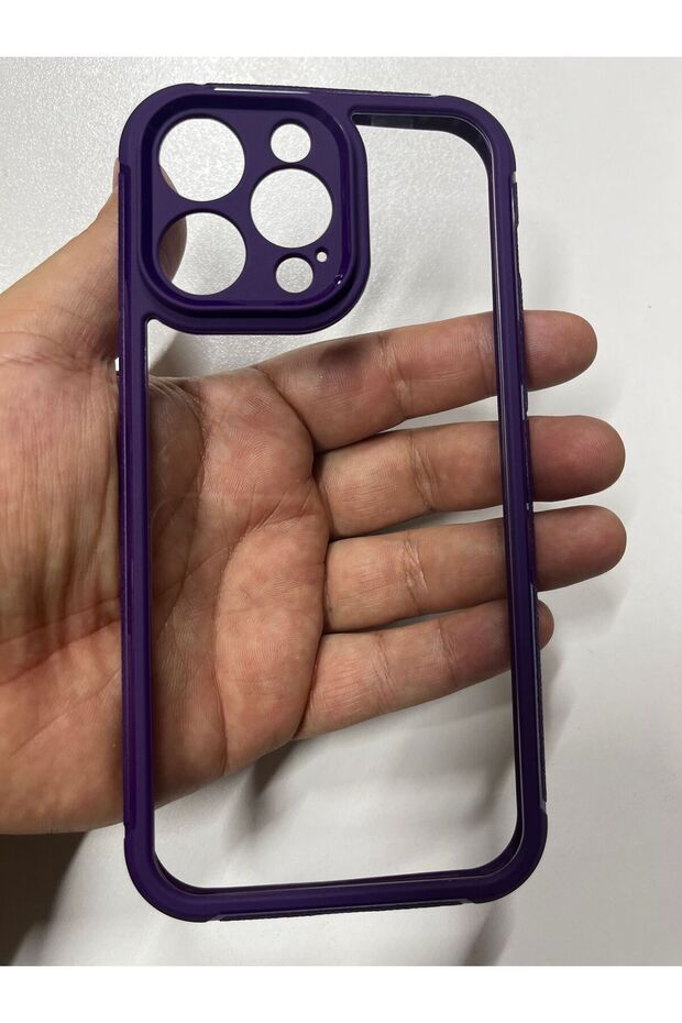 iPhone 14 Promax Compatible Colored Silicone Back Case with Transparent Camera Protection