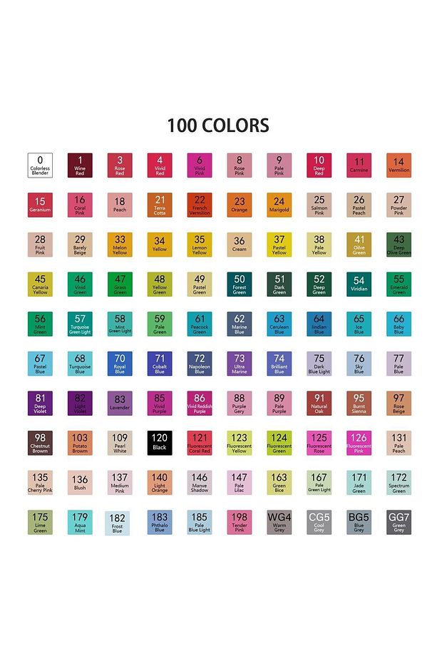 100 Adet Çift Uçlu Touch Marker Art Tasarım Keçeli Kalem Boya Seti+ Düzenleyici Stand + Çanta - 2