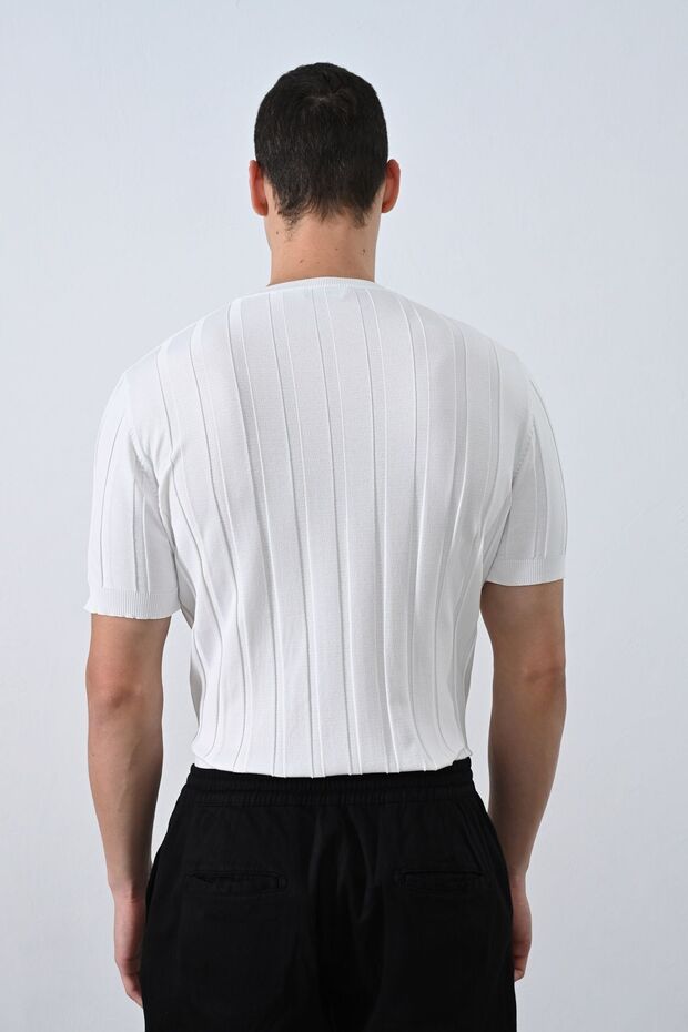 Premium Şeritli Triko T-shirt - 4