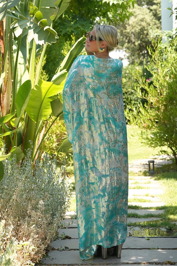 GİCİ İthal Jakar İşlemeli Kaftan Elbise - 7
