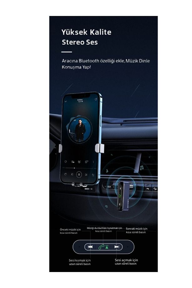 Quick Bluetooth 5.0 Receiver 3.5mm Jack Aux Wireless Audio Araç Kiti Mikrofonlu -wac Wxqy-01 - 8