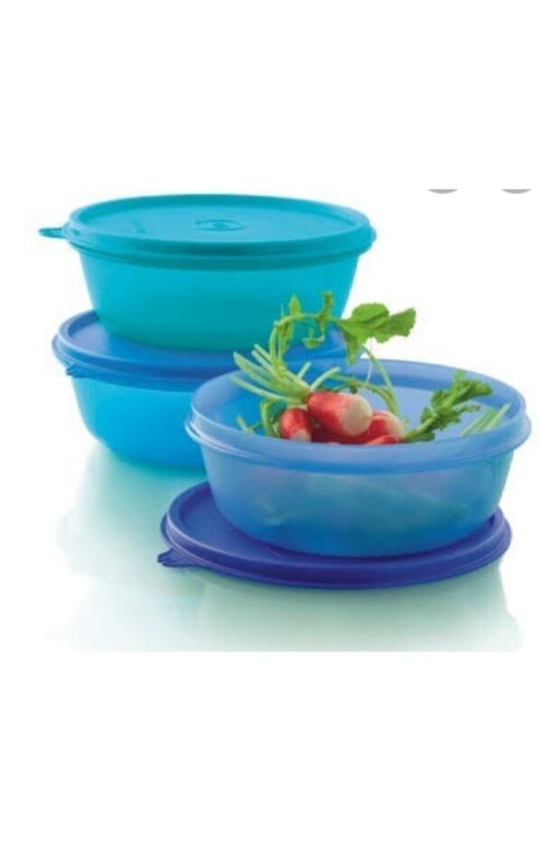 حاوية تخزين ثلاثية السكر 600 مل × 3 قطع باللون الأزرق - 1