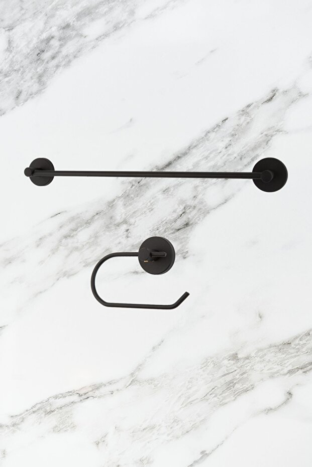 Black Long Towel Holder Bathroom Hanger Open Toilet Napkin Holder Set of 2