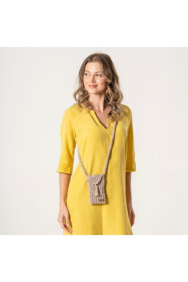 Mink Knitted Mobile Phone Bag-Mink Knitted Mini Crossbody Bag-Knitted Phonebag