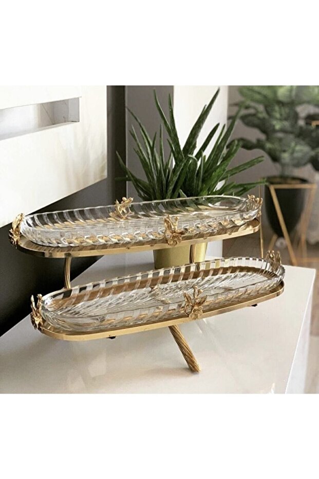 Gold 2 Katlı Sunumluk Cam - 4