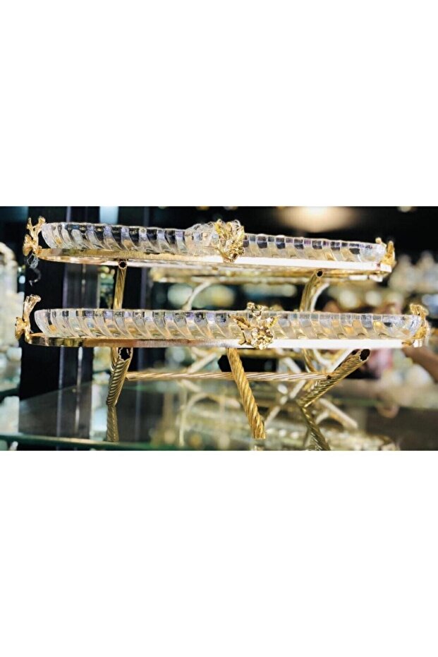 Gold 2 Katlı Sunumluk Cam - 2