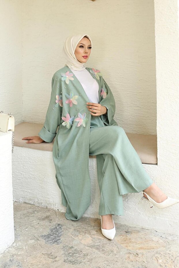 طقم كيمونو منقوش بالزهور - 6