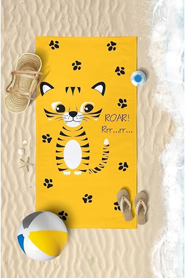Cute Tiger Digital Printed 60x130 Cm Children's Beach Towel