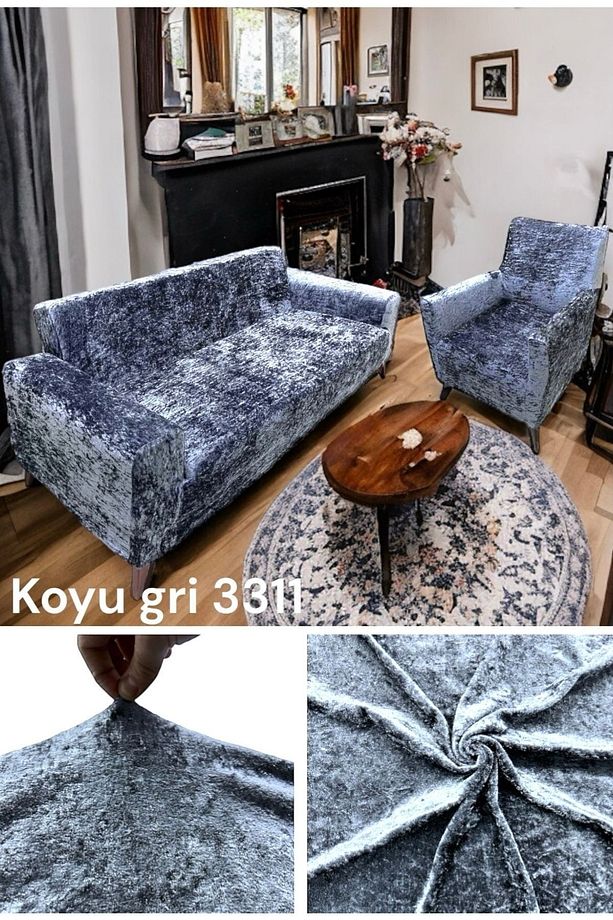 Kadife 3 3 1 1 Lastikli Kanepe Örtüsü | Lastikli Koltuk Örtüsü | Koltuk Kılıfı Takımı Koltuk Örtüsü - 5