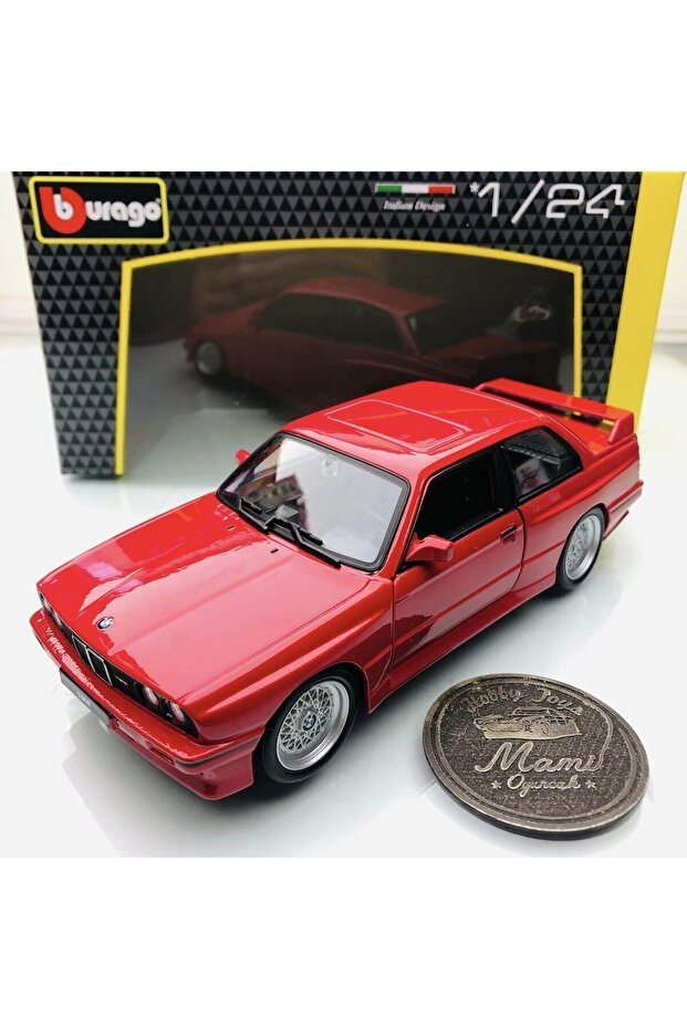 جديد - سيارة BMW M3 (E30) حمراء جديدة موديل 1988 بمقياس 1:24 ماركة Burago