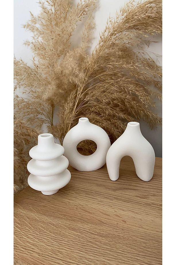 3'lü Minimal Bohem Vazo Set, İskandinav Tarzı Vazo - 1