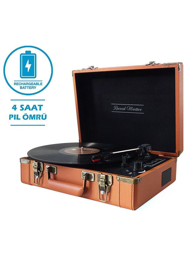 T317ub Retro Pikap Plak Çalar - Kahverengi - Bluetooth, Şarj - Tüm Plakları Çalabilme - 3