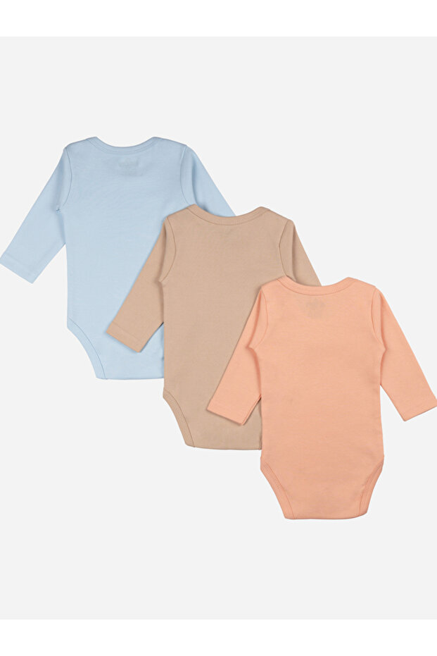 مجموعة من 3 قطع - بدلة جسم سادة بأكمام طويلة - 2