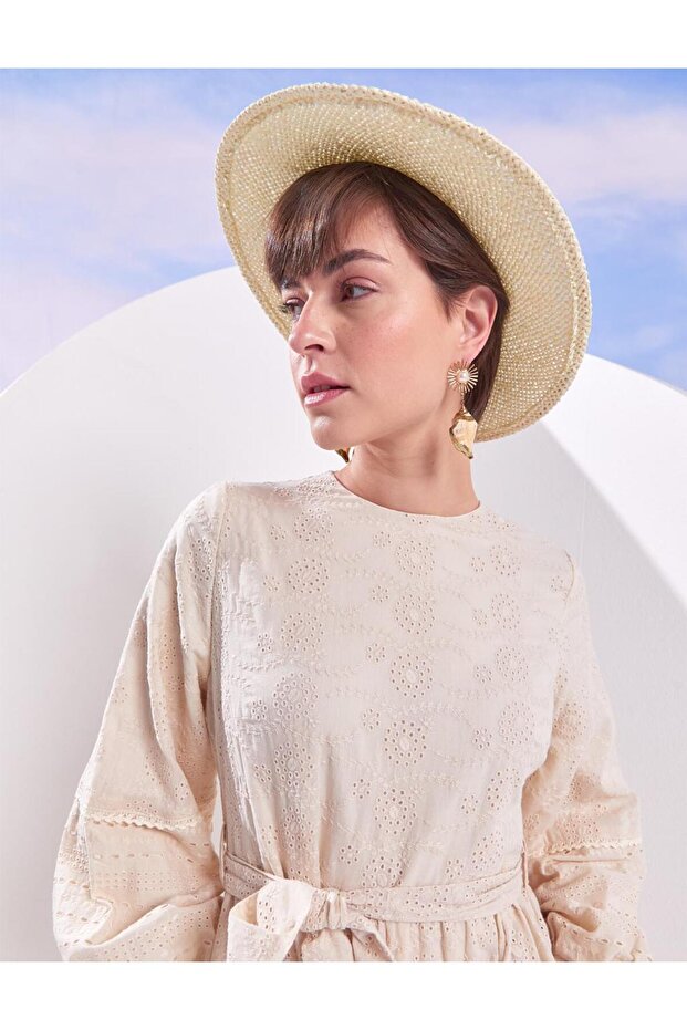 Balon Kol Brode Elbise - 6