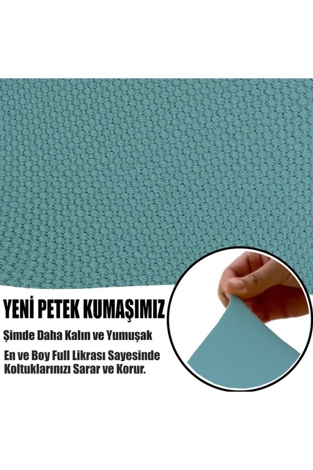 YENİ MİKRO PETEK KUMAŞ RENK KOMBİNLİ 2 ADET ÜÇLÜ-2 ADET TEKLİ KOLTUK KILIFI SETİ - 6