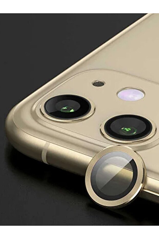 iPhone 11-12-12 Mini Compatible Camera Lens Protector Aluminum Alloy -Gold