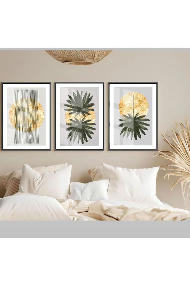 هاريكابيريف | مزيج تجريدي أنيق من SOFT-GOLD | طاولة زجاجية مؤطرة ثلاثية عمودية