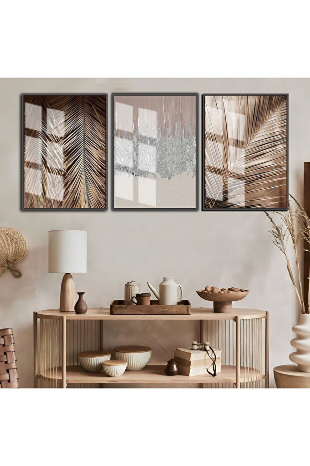 Hari̇kabi̇rev | Soft-Powder Leaf-Soyuit Combination | Framed Tempered Glass Table 3 Pieces Vertical