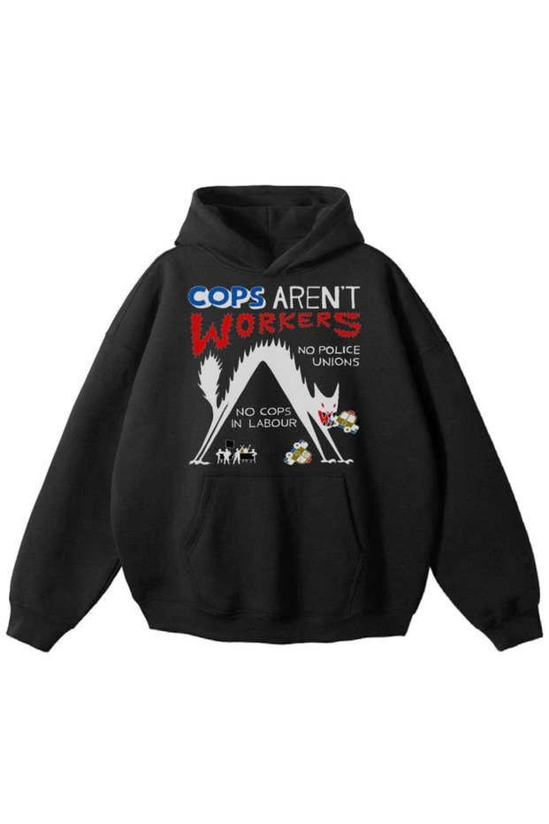 Black Three Threaded Unisex Sweatshirt Loose Fit