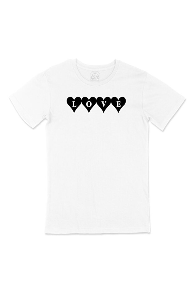 White T-Shirt with Heart Love Pocket Logo Design