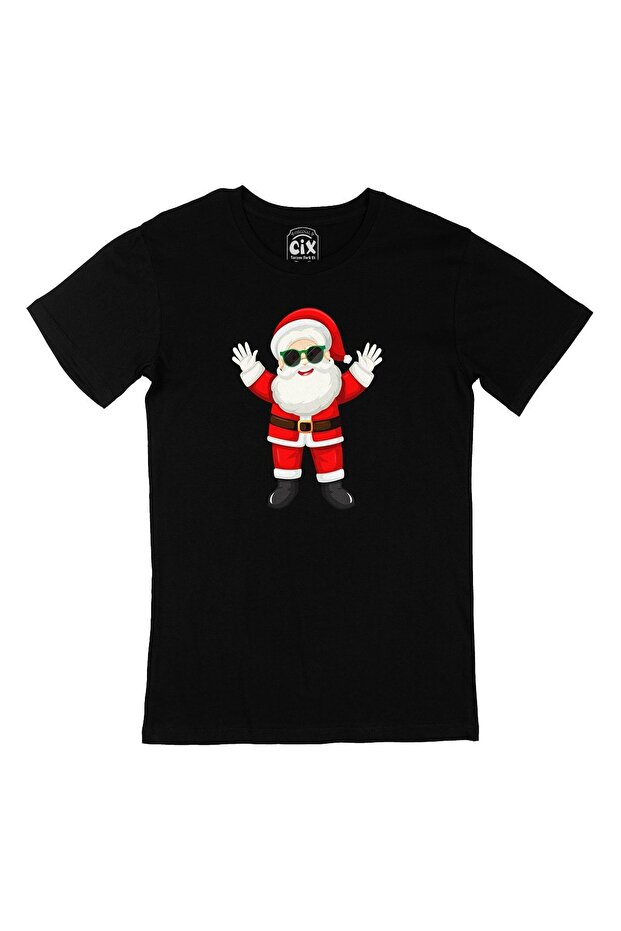 Happy Santa Claus New Year Black T-Shirt