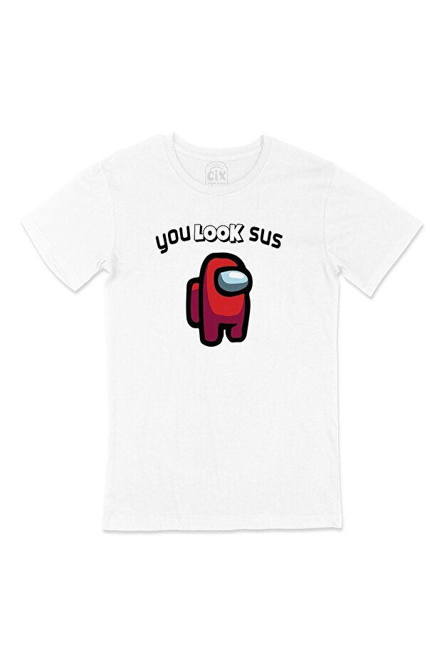 You Look Shut Up Among Us White T-Shirt with Pocket Logo Design