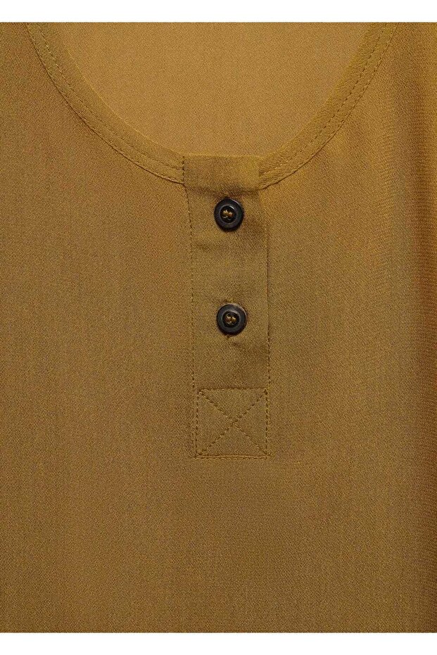 Düğmeli dökümlü bluz - 6