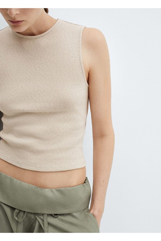 Pamuklu askılı bluz - 7