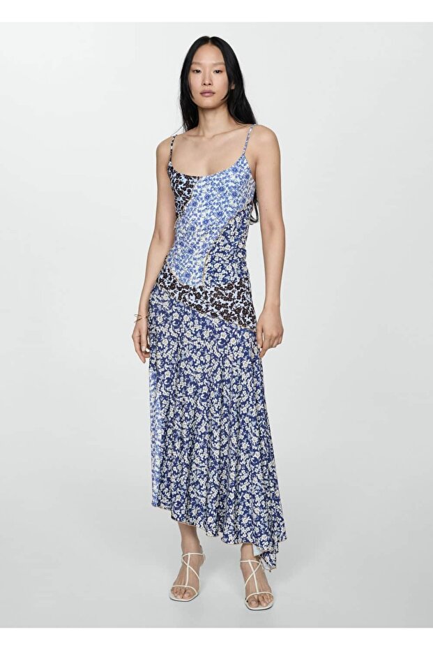 Kontrast dikişli desenli bluz - 2