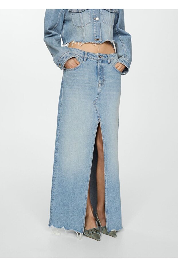 Dikişsiz Denim Etek - 1