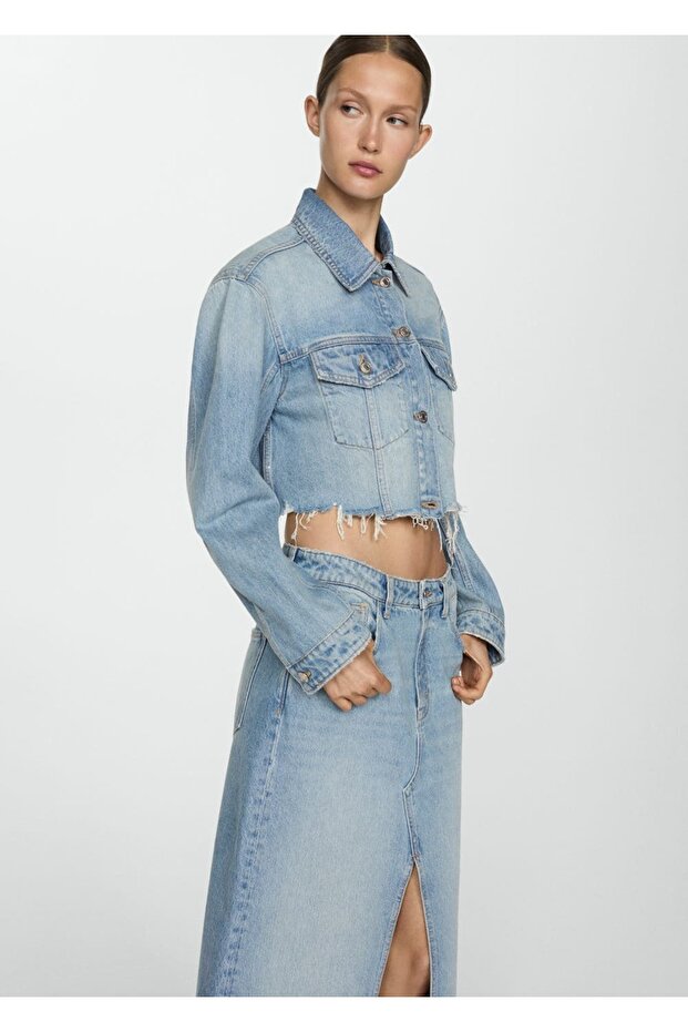 Dikişsiz Denim Etek - 5