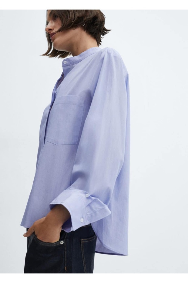 Düğmeli pamuklu bluz - 1