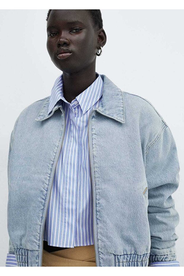 Çizgili crop gömlek - 7