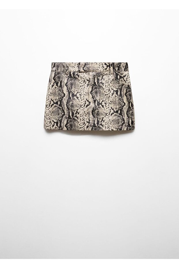 Yılan Derisi Görünümlü Mini Etek - 3
