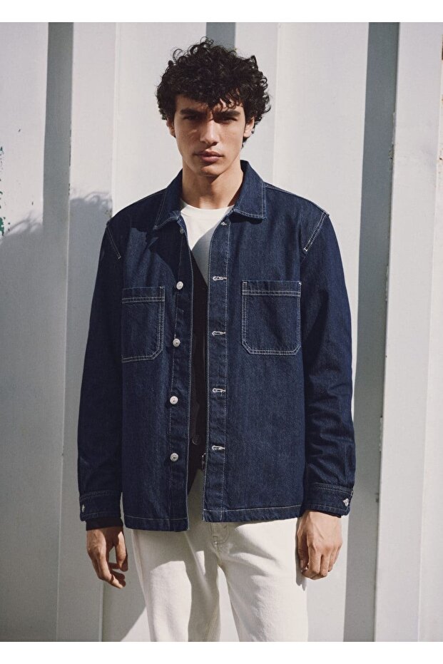 Cepli denim gömlek ceket - 8