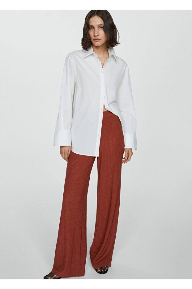 Wideleg dokuma pantolon - 7