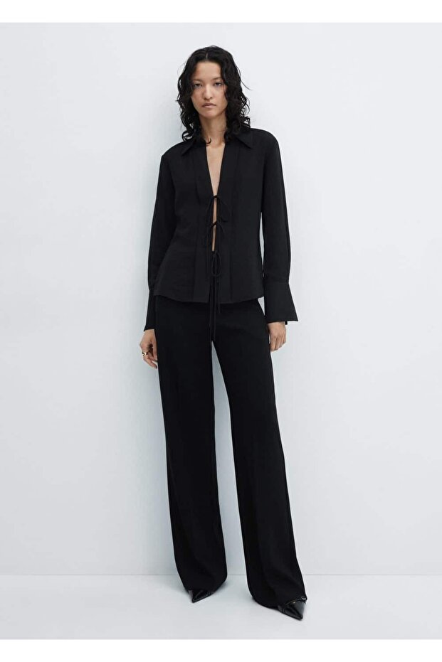 Fiyonklu dökümlü bluz - 2