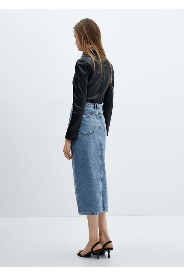 Midi denim etek - 4