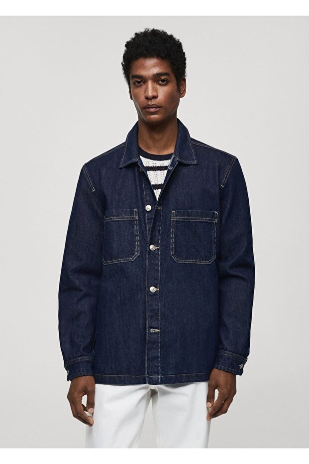 Cepli denim gömlek ceket - 1