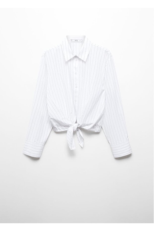 Çizgili düğümlü gömlek - 3