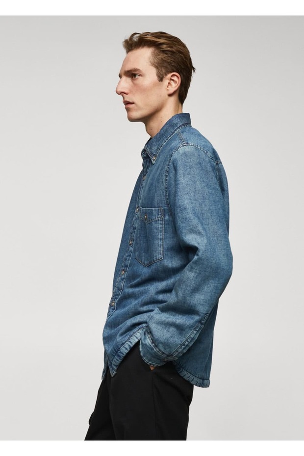 Kapitone Denim Gömlek Ceket - 7