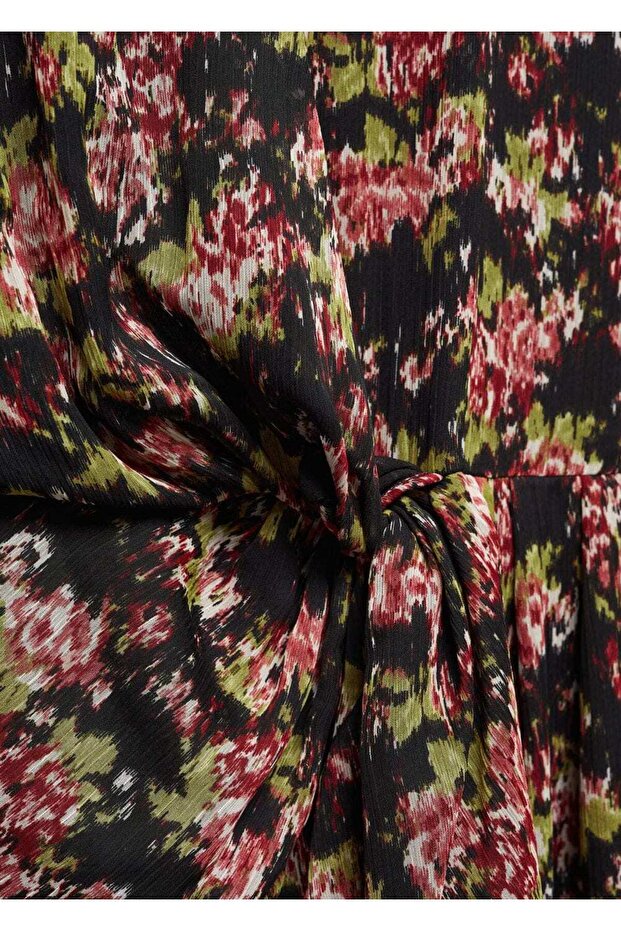 Desenli düğümlü elbise - 7