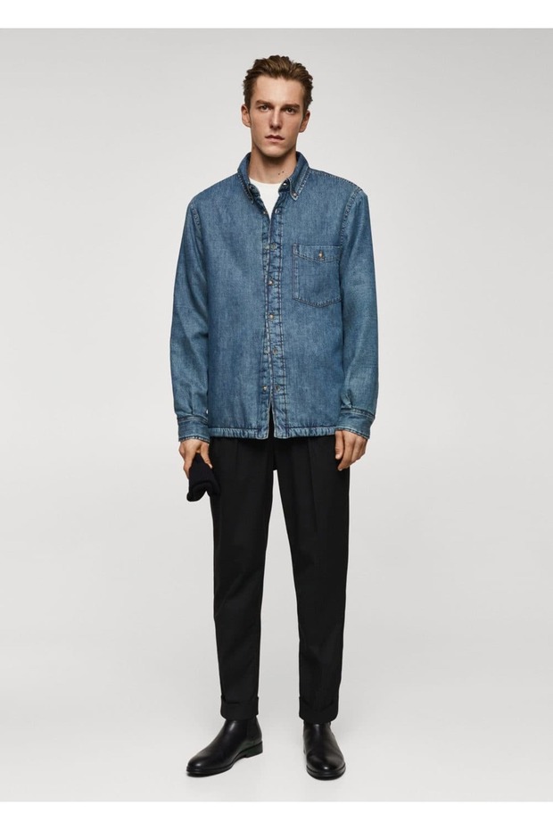 Kapitone Denim Gömlek Ceket - 2