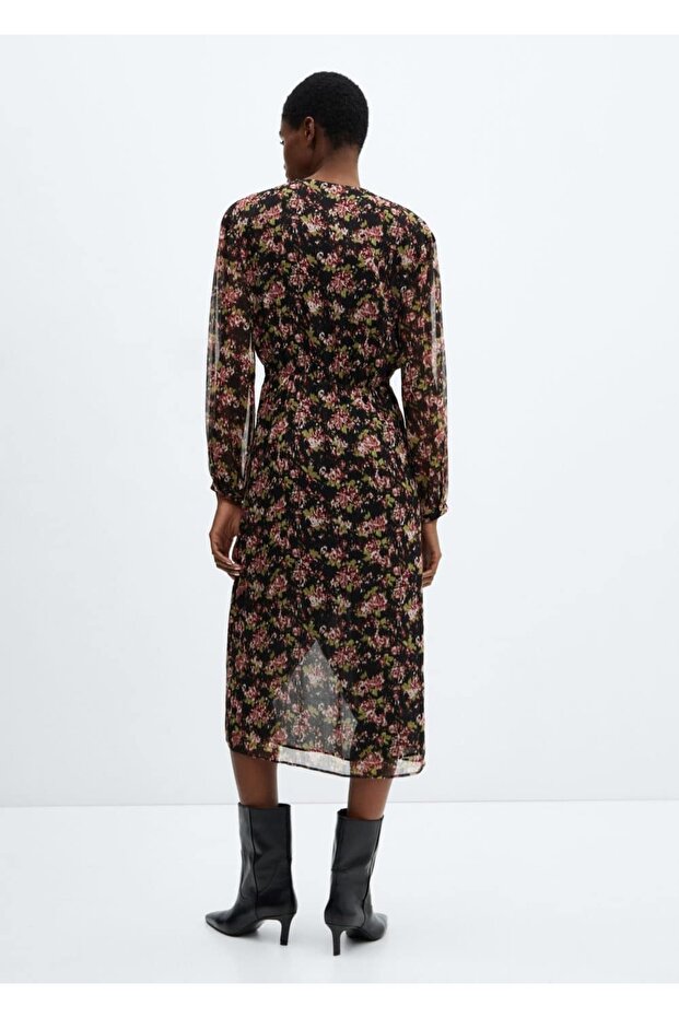Desenli düğümlü elbise - 4