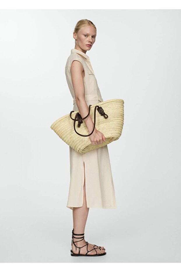 %100 keten gömlek elbise - 5