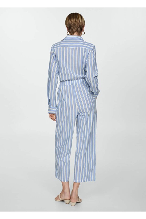 Çizgili gömlek tulum - 4